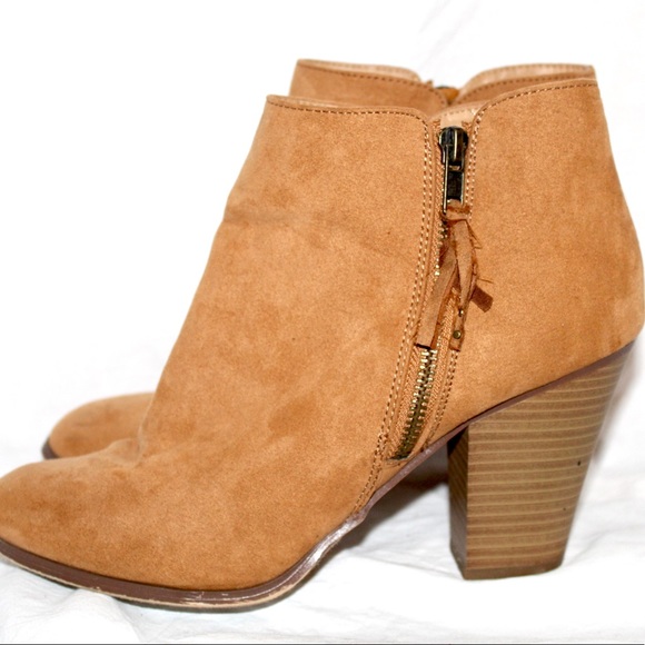 Tan Suede Heeled Booties - Picture 1 of 11